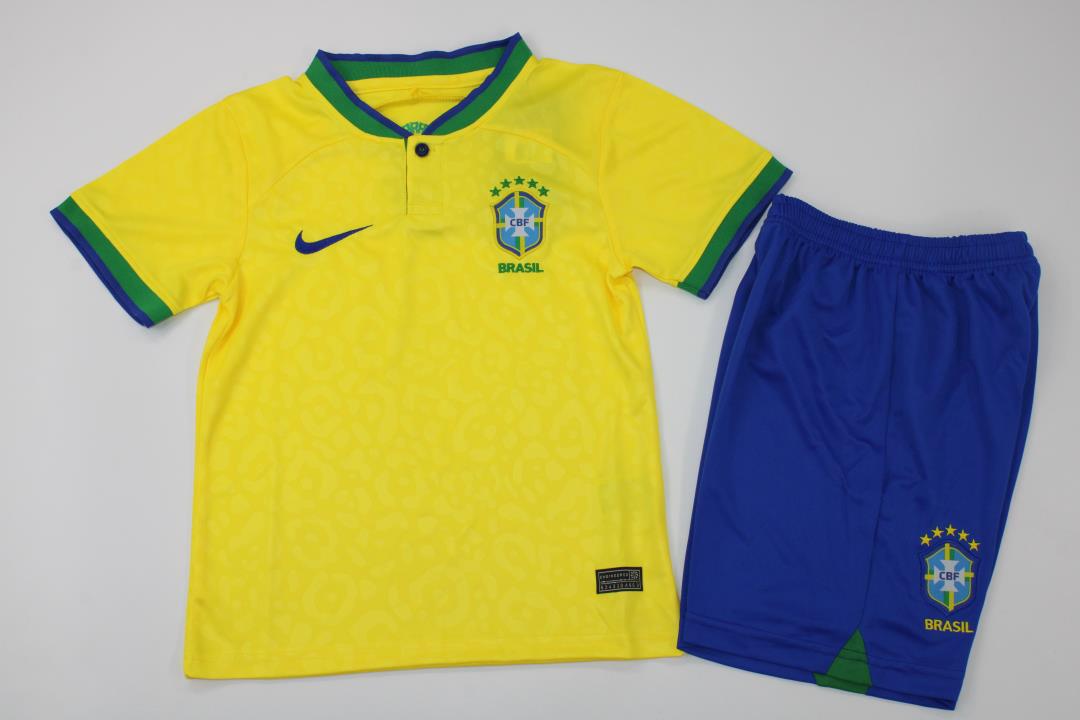 Kids-Brazil 2022 World Cup Home Soccer Jersey